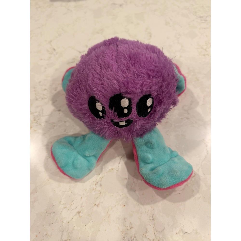 BarkBox Purple Three Eyed Monster Squeaky Plush Dog Toy‎ Teal Pink Accent